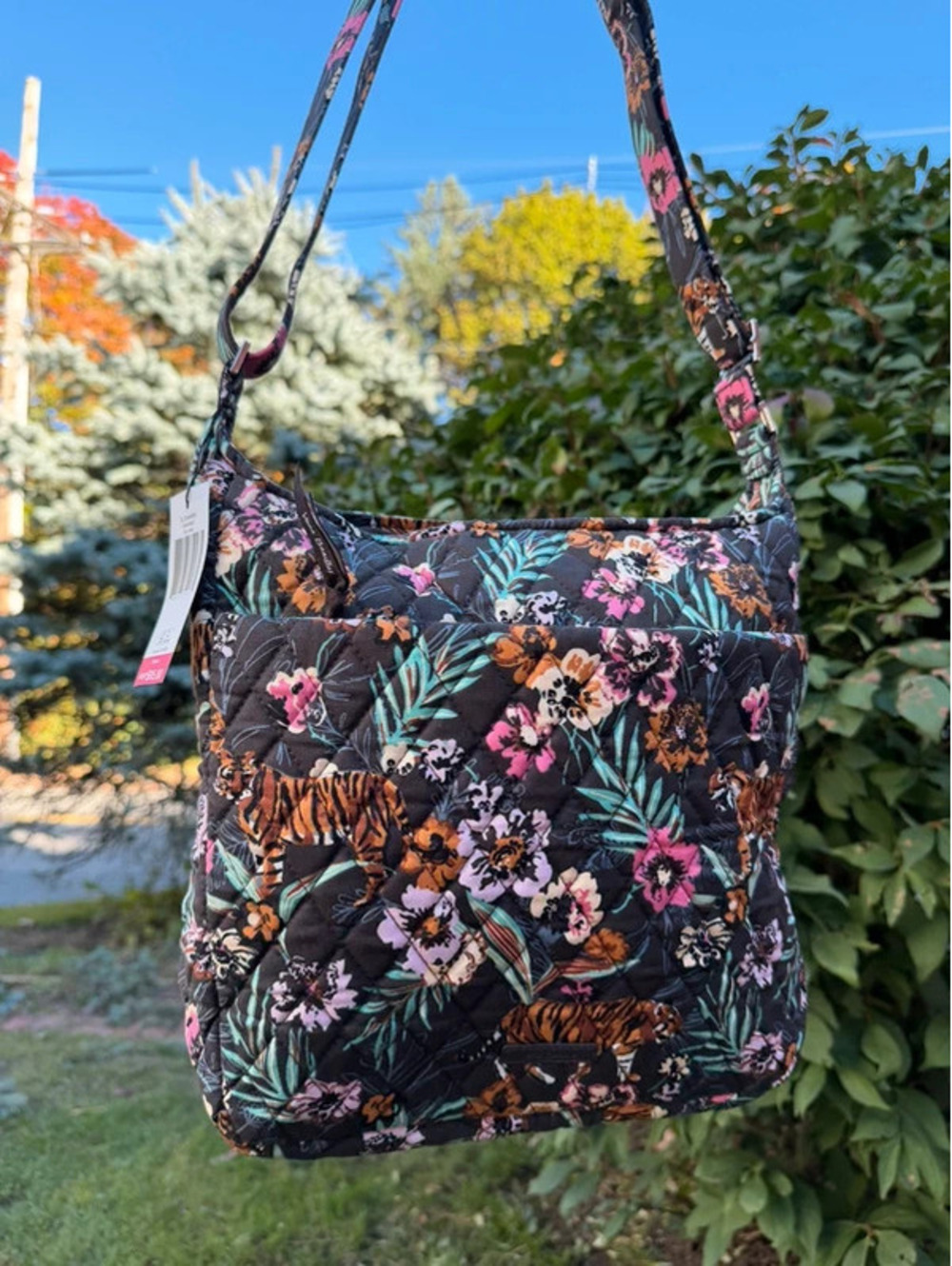Vera Bradley XL Crossbody Bali Jungle Tiger Floral Bag NWT